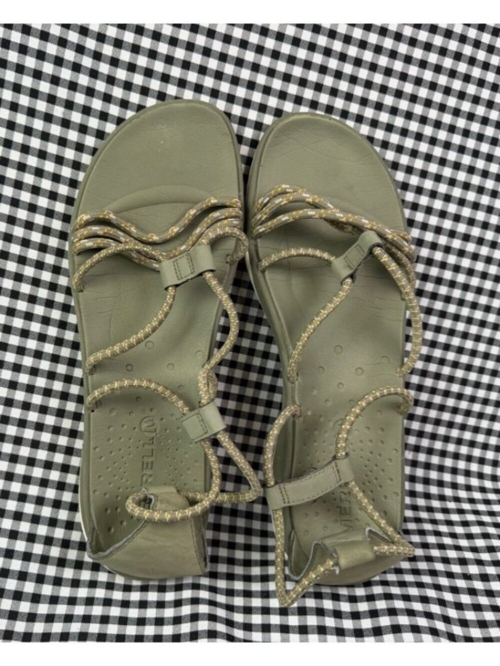Merrell Sunstone Bungee Sandals Women’s 9 Green Sport Hiking Slip-On Shoes